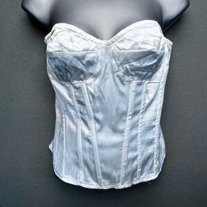 NWT PrettyLittleThing White Satin Corset Top Boned Sweetheart Strapless NWT US 4